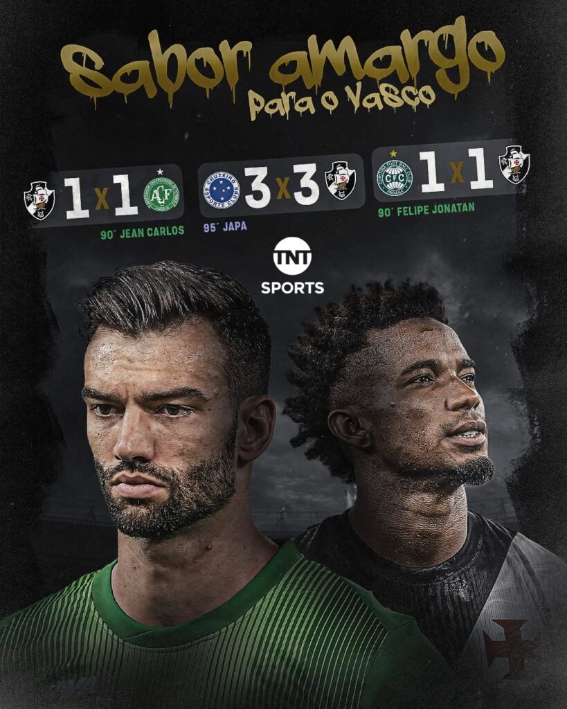 vasco-levou-gol-nos-minutos-finais-nos-seus-3-empates-pelo-brasileiro-2026;-confira