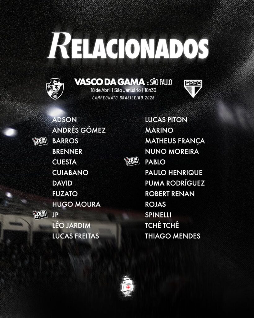 confira-os-relacionados-do-vasco-para-o-jogo-contra-o-sao-paulo