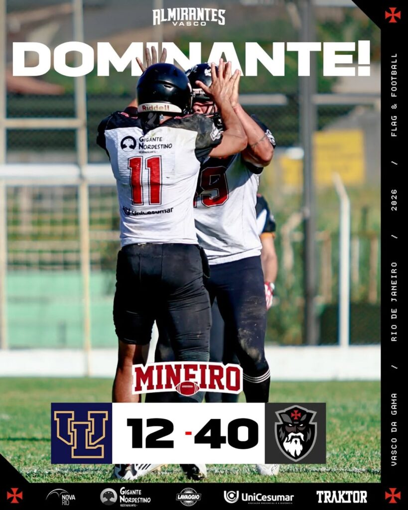 futebol-americano:-vasco-vence-o-uberlandia-por-40-a-12-pelo-mineiro