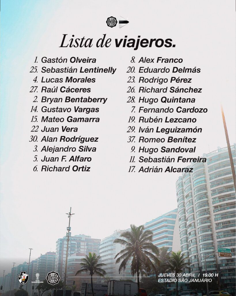 confira-os-relacionados-do-olimpia-para-o-jogo-contra-o-vasco