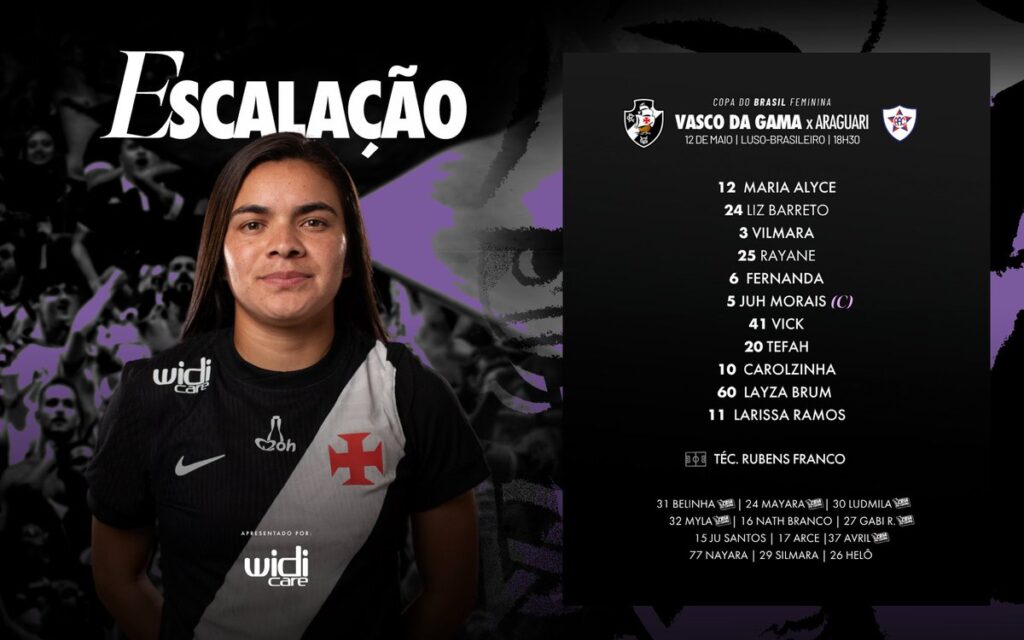 feminino:-confira-a-escalacao-do-vasco-para-o-jogo-contra-o-araguari