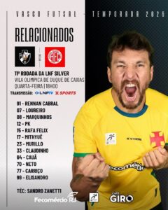 futsal:-confira-os-relacionados-do-vasco-para-o-jogo-contra-o-america-rn