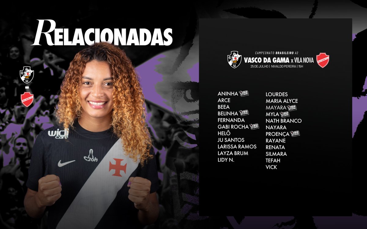 feminino:-confira-as-jogadoras-do-vasco-relacionadas-para-a-partida-contra-o-vila-nova
