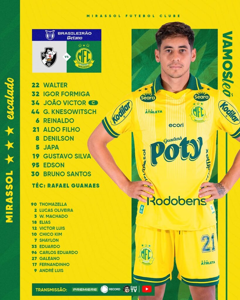 confira-a-escalacao-do-mirassol-para-o-jogo-contra-o-vasco
