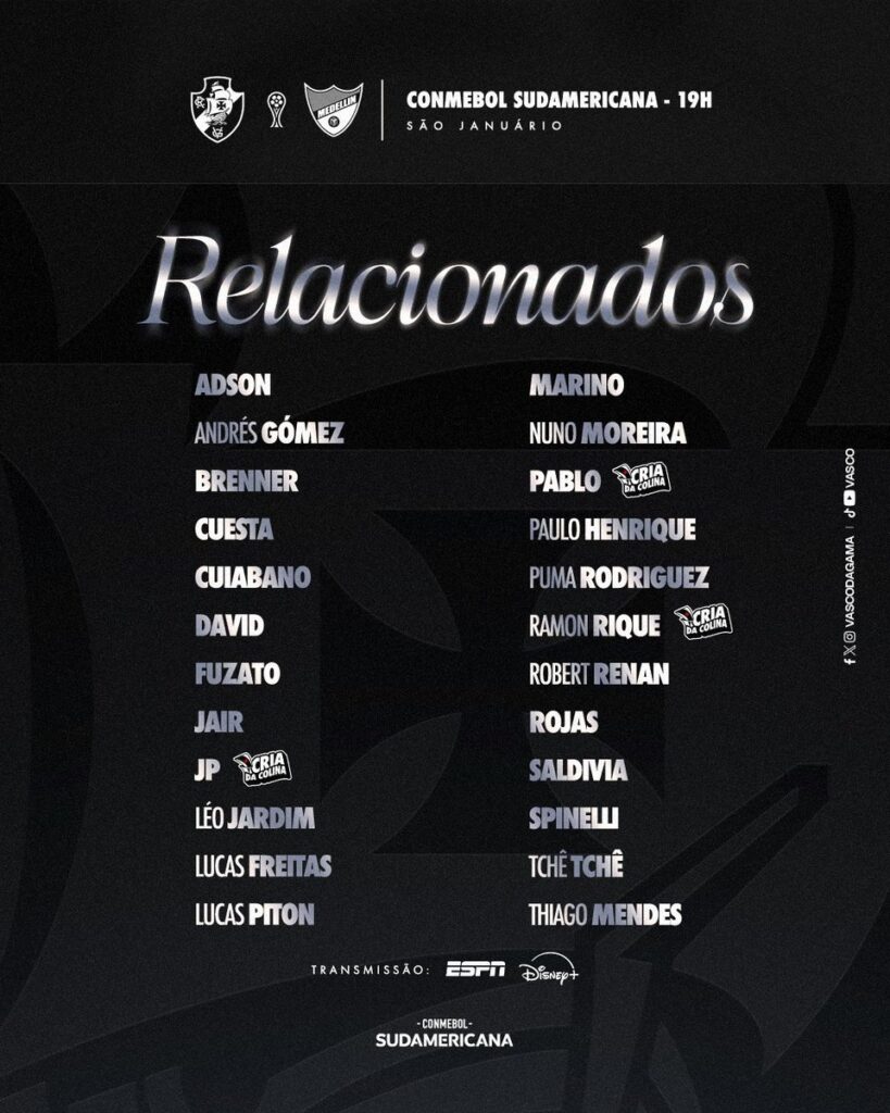vasco-divulga-os-relacionados-para-o-jogo-contra-o-independiente-medellin