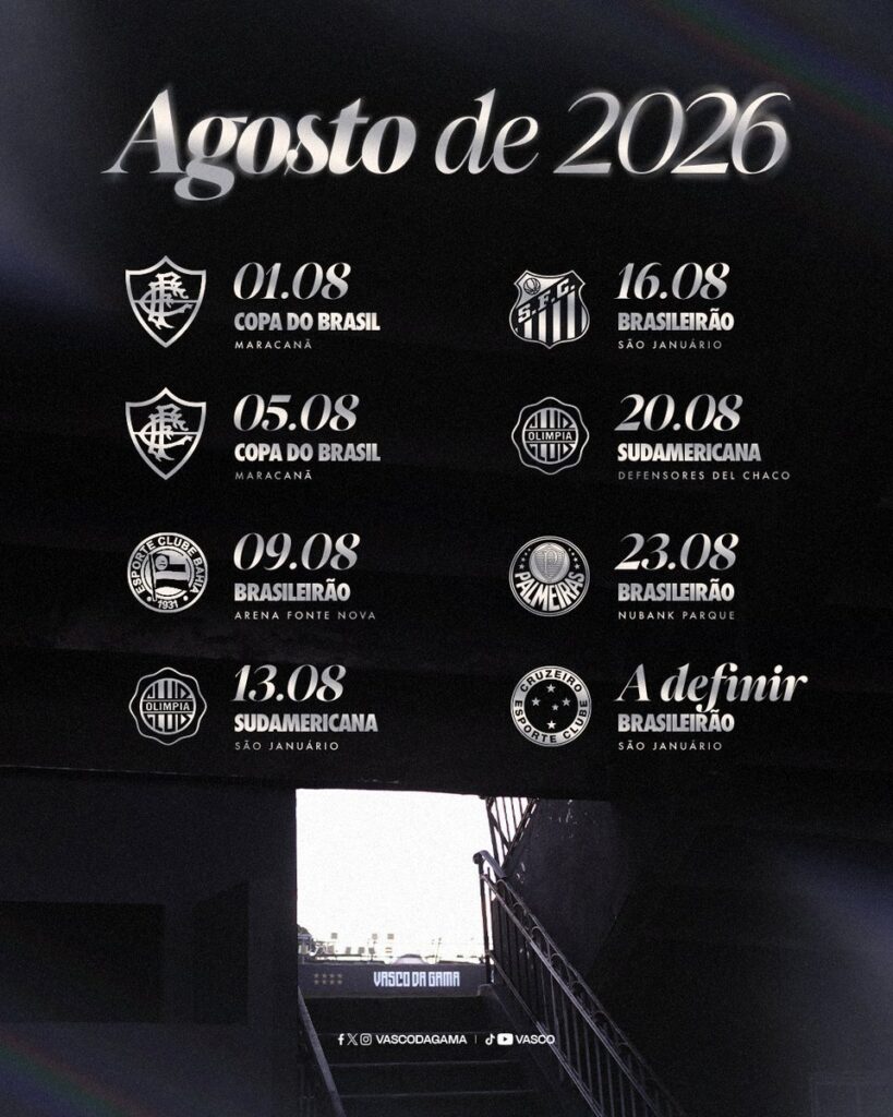 vasco-divulga-programacao-de-jogos-do-mes-de-agosto;-veja