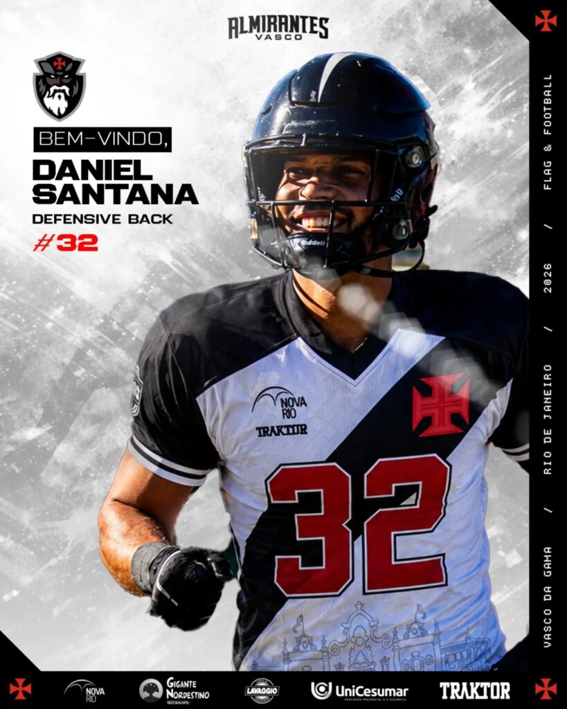 futebol-americano:-vasco-acerta-com-o-defensive-back-daniel-santana