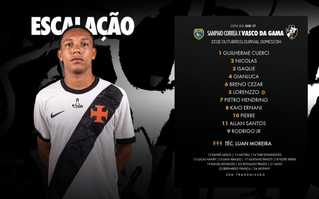 sub-17:-confira-a-escalacao-do-vasco-para-o-jogo-contra-o-sampaio-correa